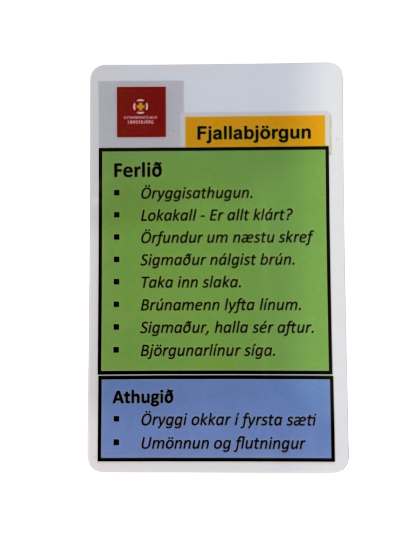 Fjallabjörgun - Kort