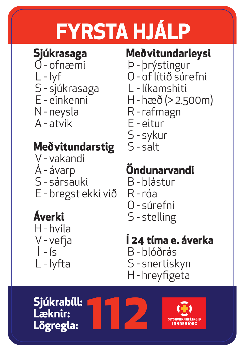 Fyrstuhjálparkort - Límmiðar